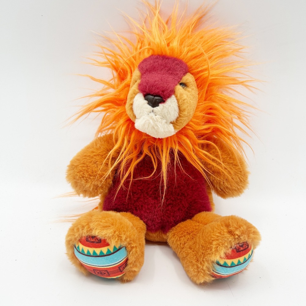 Aurora Orange Mane Burgundy Chest Southwestern Paw Lion Plush Stuffed Animal Toy